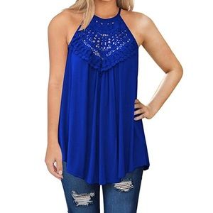 🦋Womens Blue Lace Halter Summer Top🦋